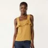 Women's Nine West Squareneck Ruffle Tank White