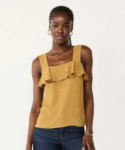 Women's Nine West Squareneck Ruffle Tank White -Nine West Shop unnamed file 2477