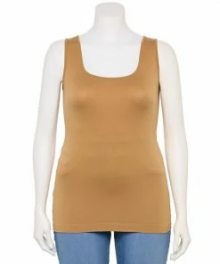 Plus Size Nine West Seamless Squareneck Tank Salted Caramel -Nine West Shop unnamed file 2484