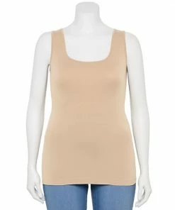 Plus Size Nine West Seamless Squareneck Tank Salted Caramel -Nine West Shop unnamed file 2485