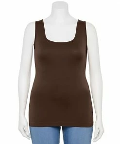 Plus Size Nine West Seamless Squareneck Tank Salted Caramel -Nine West Shop unnamed file 2487