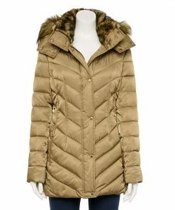 Women's Nine West Faux-Fur Hood Puffer Jacket Beige Khaki -Nine West Shop unnamed file 2495