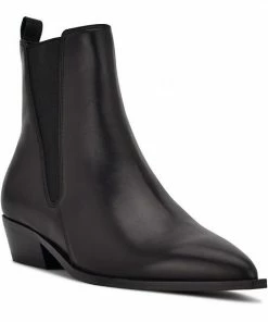 Nine West Danzy Women's Leather Chelsea Boots Cream Black Leather