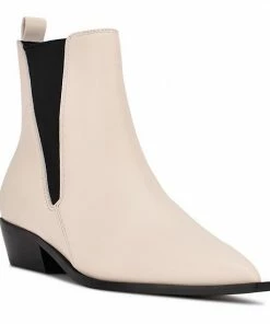 Nine West Danzy Women's Leather Chelsea Boots Cream Black Leather -Nine West Shop unnamed file 2546
