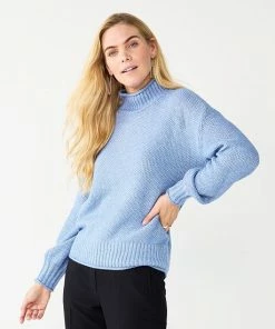 Women's Nine West Mockneck Balloon Sleeve Sweater Light Fudge Animal -Nine West Shop unnamed file 262