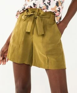 Women's Nine West High-Waisted Paperbag Utility Shorts Infantry Olive -Nine West Shop unnamed file 2637