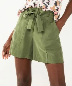 Women's Nine West High-Waisted Paperbag Utility Shorts Infantry Olive -Nine West Shop unnamed file 2641