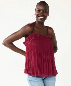 Women's Nine West Pleated Smocked Tank Black -Nine West Shop unnamed file 2654