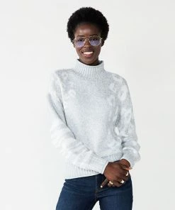 Women's Nine West Mockneck Balloon Sleeve Sweater Light Fudge Animal -Nine West Shop unnamed file 266