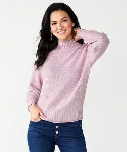 Women's Nine West Mockneck Balloon Sleeve Sweater Light Fudge Animal -Nine West Shop unnamed file 267