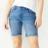 Women's Nine West Slimming Pocket High-Waisted Bermuda Shorts Light Medium Wash