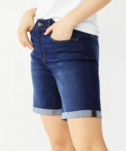 Women's Nine West Slimming Pocket High-Waisted Bermuda Shorts Light Medium Wash -Nine West Shop unnamed file 2675