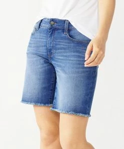 Women's Nine West Slimming Pocket High-Waisted Bermuda Shorts Light Medium Wash -Nine West Shop unnamed file 2676