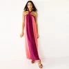 Women's Nine West Halter Neck Colorblock Maxi Dress Vintage Red Combo