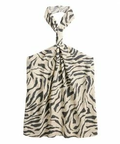 Women's Nine West Knot Halter Blouse Black Zebra -Nine West Shop unnamed file 2733