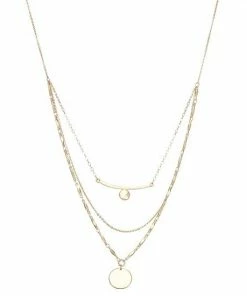 Nine West Multi-Row Circle Pendant Necklace Silver Tone -Nine West Shop unnamed file 2748
