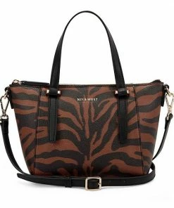 Nine West Yorkville Mini Tote Crossbody Bag Black Saddle Tan