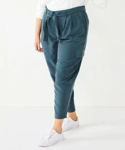 Plus Size Nine West High-Waisted Tapered Pants Storm Surge -Nine West Shop unnamed file 2780