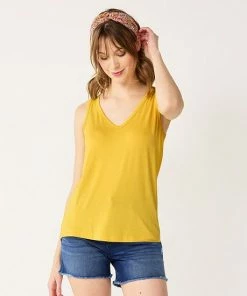 Petite Nine West Essential V-Neck Easy Tank Santa Cruz Yellow -Nine West Shop unnamed file 2795