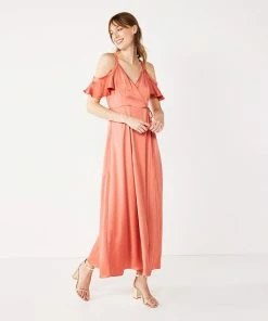 Women's Nine West Flounce Cold-Shoulder Maxi Dress Cruz Coral 11 Women's Nine West Flounce Cold-Shoulder Maxi Dress Cruz Coral -Nine West Shop unnamed file 2848