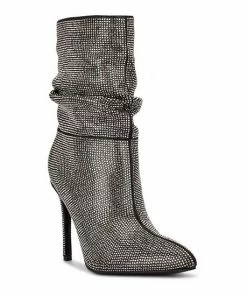 Nine West Jenn Women's Rhinestone Slouch Boots Blue Shimmer