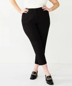 Plus Size Nine West High-Waisted Tapered Pants Navy Tan Houndstooth -Nine West Shop unnamed file 2861