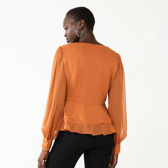 Women's Nine West Long Sleeve V-Neck Button Front Blouse Daisy Dew 2 Women's Nine West Long Sleeve V-Neck Button Front Blouse Daisy Dew - Image 2