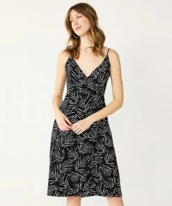 Women's Nine West Strappy Wrap Midi Dress Tossed Palms Black -Nine West Shop unnamed file 2873