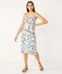 Women's Nine West Strappy Wrap Midi Dress Tossed Palms Black -Nine West Shop unnamed file 2876