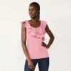 Women's Nine West Tiered Flutter Sleeveless Top Sergio Olive