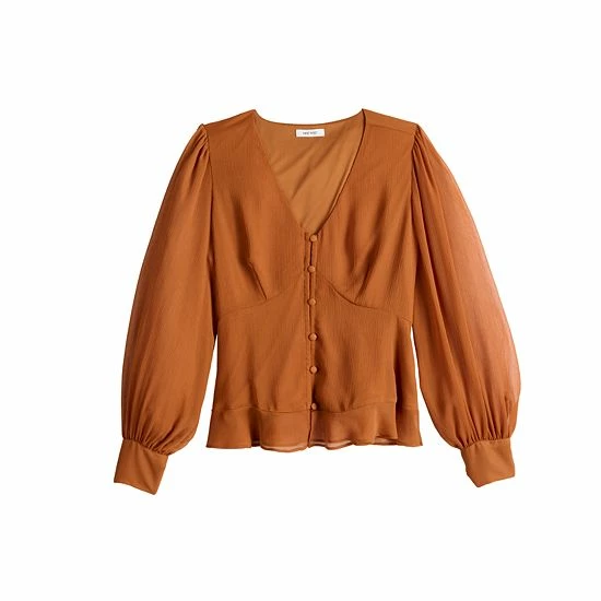 Women's Nine West Long Sleeve V-Neck Button Front Blouse Daisy Dew 3 Women's Nine West Long Sleeve V-Neck Button Front Blouse Daisy Dew - Image 3