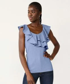 Women's Nine West Tiered Flutter Sleeveless Top Sergio Olive -Nine West Shop unnamed file 2883