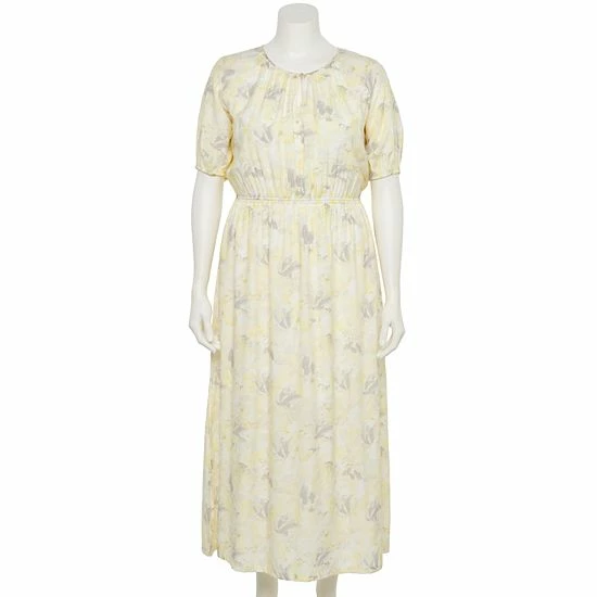 Plus Size Nine West Puff-Sleeve Chiffon Maxi Dress Yellow Floral Camo 1 Plus Size Nine West Puff-Sleeve Chiffon Maxi Dress Yellow Floral Camo