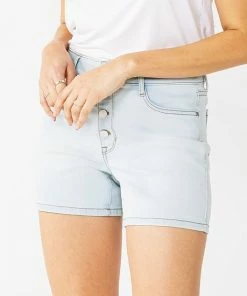 Women's Nine West Slimming Button Front High-Waisted Shorts White Knight