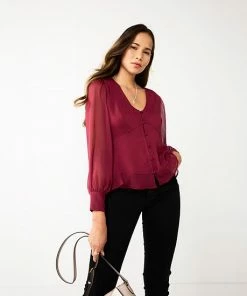 Women's Nine West Long Sleeve V-Neck Button Front Blouse Daisy Dew 18 Women's Nine West Long Sleeve V-Neck Button Front Blouse Daisy Dew -Nine West Shop unnamed file 294