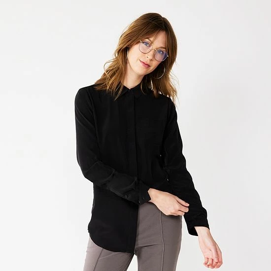 Petite Nine West Drapey Shirt Black Leopard 5 Petite Nine West Drapey Shirt Black Leopard - Image 5