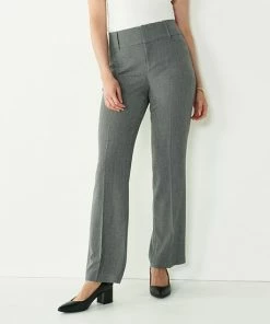 Women's Nine West Midrise Tummy Control Bootcut Pants Black White Texture