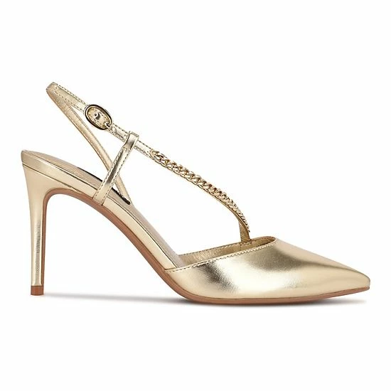 Nine West Gisha Women's Chain Link High Heel Dress Pumps Gold 2 Nine West Gisha Women's Chain Link High Heel Dress Pumps Gold - Image 2