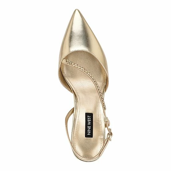 Nine West Gisha Women's Chain Link High Heel Dress Pumps Gold 4 Nine West Gisha Women's Chain Link High Heel Dress Pumps Gold - Image 4