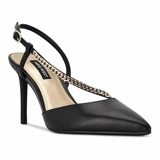 Nine West Gisha Women's Chain Link High Heel Dress Pumps Gold 8 Nine West Gisha Women's Chain Link High Heel Dress Pumps Gold - Image 8