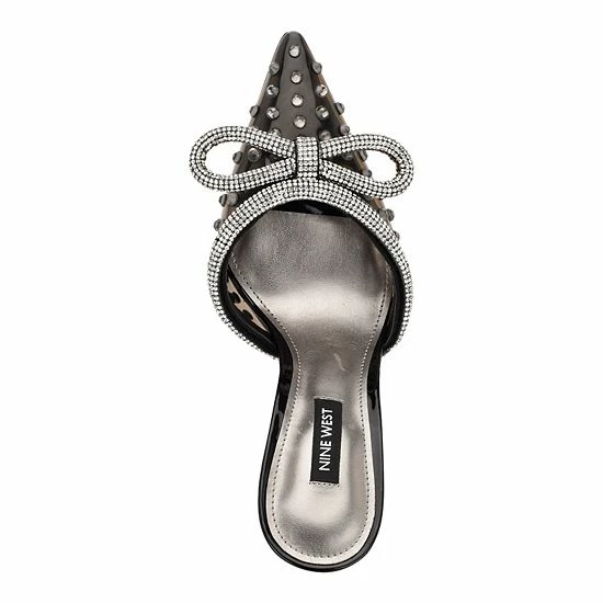 Nine West Nanita Women's Heeled Rhinestone Mules Pink 4 Nine West Nanita Women's Heeled Rhinestone Mules Pink - Image 4