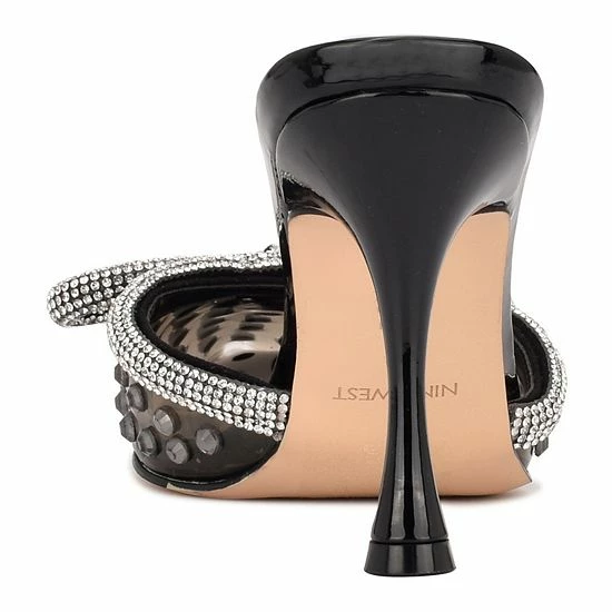 Nine West Nanita Women's Heeled Rhinestone Mules Pink 5 Nine West Nanita Women's Heeled Rhinestone Mules Pink - Image 5