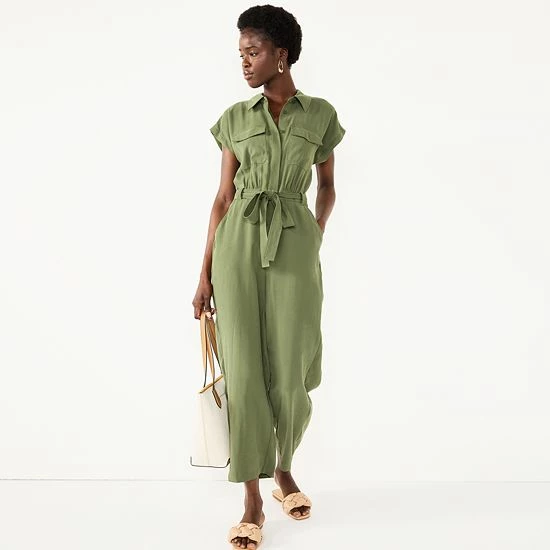 Petite Nine West Utility Jumpsuit Infantry Olive 2 Petite Nine West Utility Jumpsuit Infantry Olive - Image 2