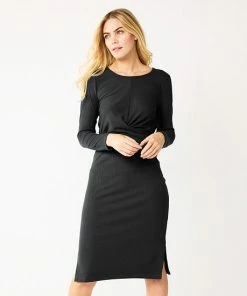 Petite Nine West Twist-Front Long Sleeve Midi Dress Mineral Black 7 Petite Nine West Twist-Front Long Sleeve Midi Dress Mineral Black -Nine West Shop unnamed file 3010