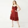 Plus Size Nine West Strappy Fit & Flare Midi Dress Marsala Flower