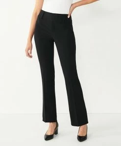 Women's Nine West Midrise Tummy Control Bootcut Pants Black White Texture -Nine West Shop unnamed file 302
