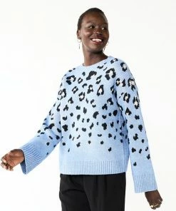 Petite Nine West Patterned Crewneck Sweater Mineral Black Combo -Nine West Shop unnamed file 3029