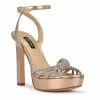Nine West Wowzz Women's Platform Dress Sandals Light Bronze