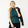 Women's Nine West Sleeveless Pleated Peplum Top Lavish Green