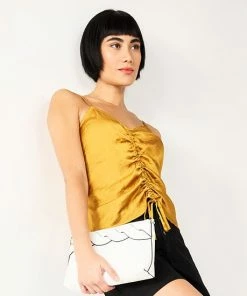 Women's Nine West Ruched Drawstring Front Tank Light Bronze